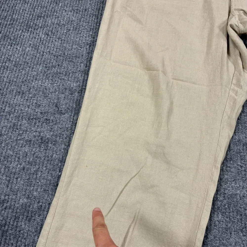 Tasso Elba Island Mens Pants Size 2XL Beige Linen Blend Straight Leg High Rise